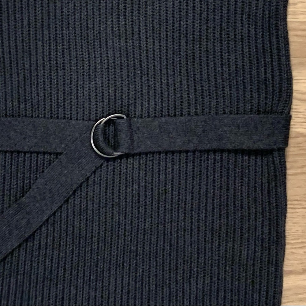 NEW AllSaints East Knit Cotton Ribbed Belted Midi Dress Gray Charcoal Size M - Picture 8 of 14